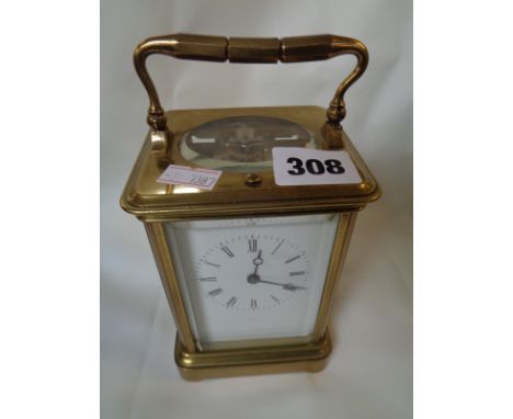 Good quality 19thC Brass cased Half hour Chiming carriage clock