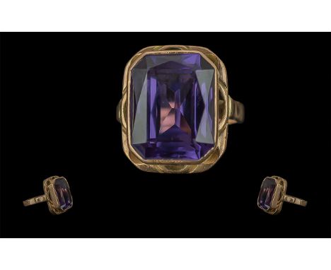 Ladies - Attractive and Superior 14ct Gold Single Stone Amethyst Set Dress Ring, Gold Marks to Interior of Shank, Excellent S