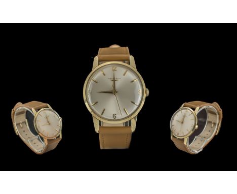 Longines - Gents 1960's 9ct Gold Cased Mechanical Wrist Watch. Features Pearl Grey Colour Dial, Gold Markers, Seconds Sweep, 