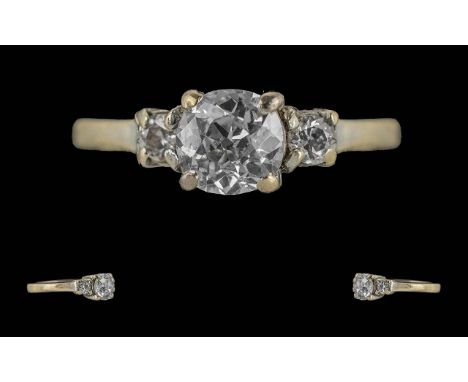 Ladies 18ct White Gold Diamond Set Dress Ring, Not Hallmarked but Tests 18ct. The Central Faceted Diamond of Good Colour / Cl