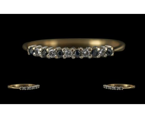 9ct Gold Sapphire & Diamond Half Eternity Ring, weight 1.41, ring size S.