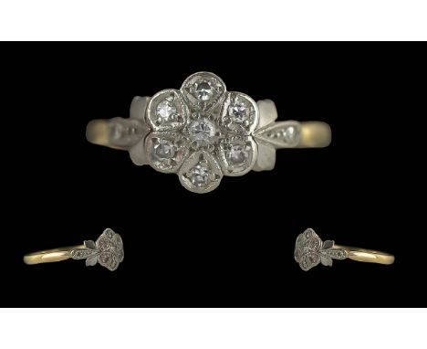 18ct Gold Diamond Cluster Ring, overall weight 2.64 grams. Ring size N.