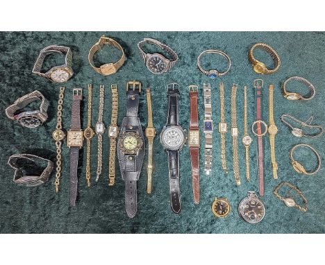 Collection of Ladies & Gentlemen's Wristwatches, bracelet and leather straps, various makes including Carvel, Avia, Sekonda, 