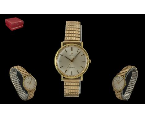 Omega - Geneve Gents Gold on Steel Cased Manuel Wind Automatic Wrist Watch. c.1970's. Features Gold Markers, Seconds Sweep, P