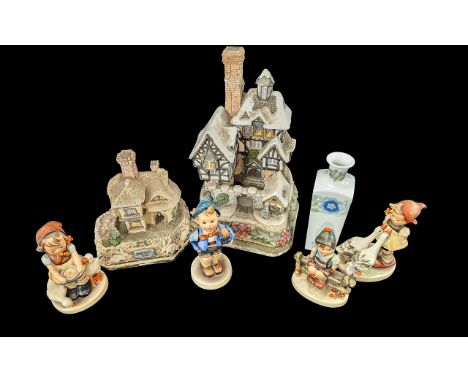 Collection of Assorted Pottery Figures, including four Hummel figures, two dated 1938 and 1938, depicting two young girls fee