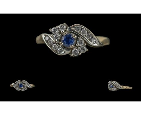9ct Gold Sapphire & Diamond Cluster Ring, weight 3.03, ring size I.