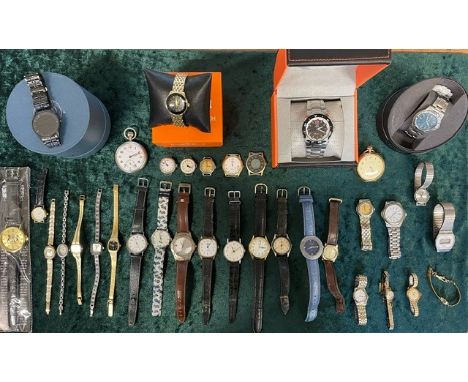 Collection of Ladies & Gentlemen's Wristwatches, leather and bracelet straps, various makes and styles, some boxed, including