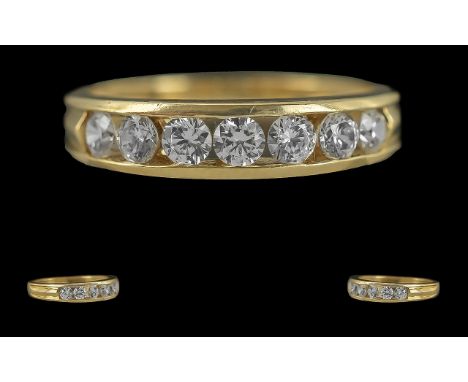 14ct Gold Dress Ring, Full Hallmark to Interior of Shank, CZ set, Ring Size Q. Weight 3.4 grams.