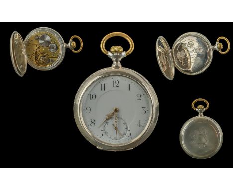 Zenith 15 Jewels Early 20th Century Silver Open Faced Pocket Watch. Movement No 1071816. Silver Marks for 800. Features White