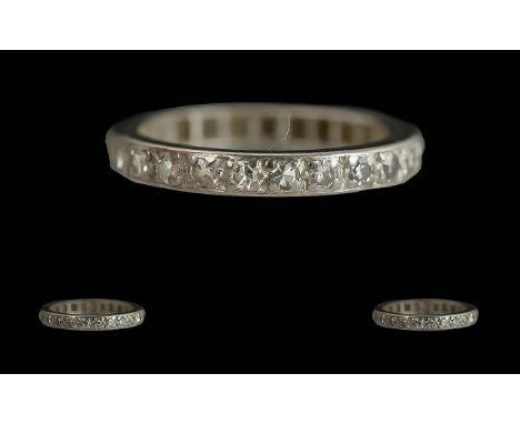 Platinum Diamond Eternity Ring, weight 2.71 grams, ring size J.