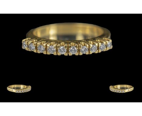 Ladies - 18ct Gold Channel Set 10 Stone Diamond Ring, Full Hallmark to Interior of Shank, The Well Matched Brilliant Cut Diam