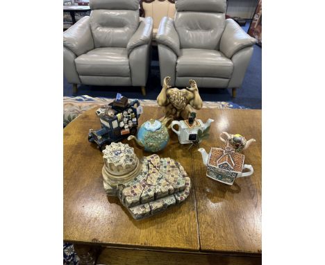 A Collection of Porcelain Novelty Teapots, including Sadler 'Ivy House', Royal Albert Chintz Armchair No. 11143, Cardew Limit
