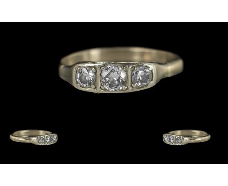 Ladies Attractive 18ct White Gold 3 Stone Diamond Set Ring, Marked 18ct - 750 to Interior of Shank, The 3 Brilliant Cut Diamo