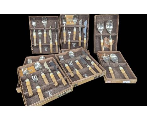 Vintage Agate Touchstone Denby Five Piece Place Setting original boxes. Comprises 6 sets. Plus two serving sets.