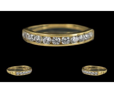 Ladies 18ct Gold Diamond Set Half Eternity Ring, The Well Matched Round Brilliant Cut Diamonds of Excellent Colour / Clarity,