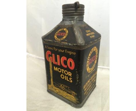 A rare Redline Glico Motor Oils pint pyramid can in very good condition.