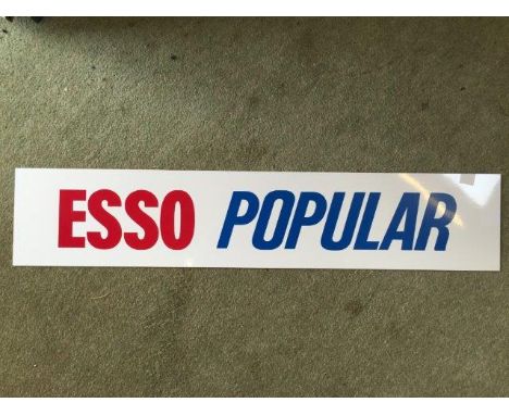A pair of original new old stock Esso Popular plastic petrol pump panel signs.