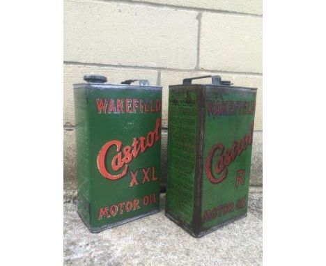 A Wakefield Castrol XXL Motor Oil gallon can in very good condition and one other, for Castrol R.