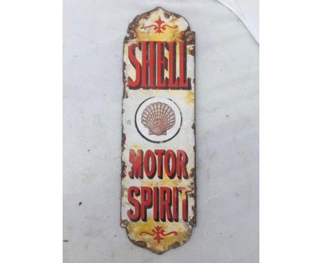 A Shell Motor Spirit enamel finger plate, 3 1/4 x 10 1/4".