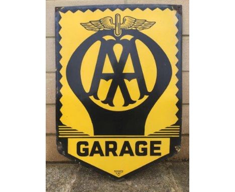 An AA Garage enamel sign with good gloss, by Franco, 22 x 30 1/2". 