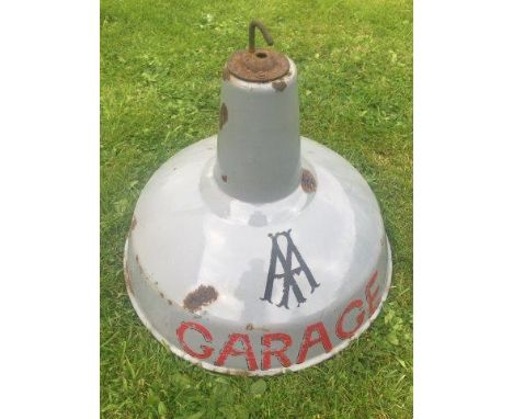 An AA Garage hanging enamel light fitting.
