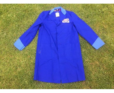 A blue Esso garage forecourt coat.