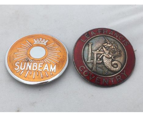 A Sunbeam circular enamel badge and one for Lea Francis.
