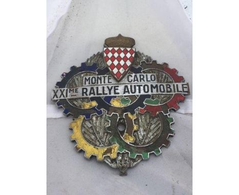 A 1951 Monte-Carlo Rally enamel competitor's car badge. 