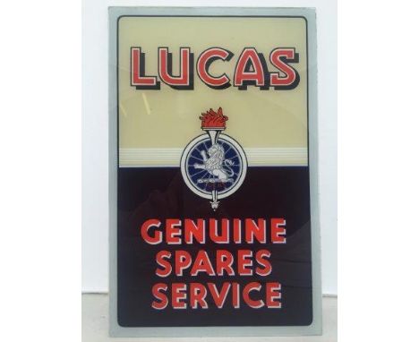 A Lucas Genuine Spares Service rectangular glass light panel, 9 x 14".