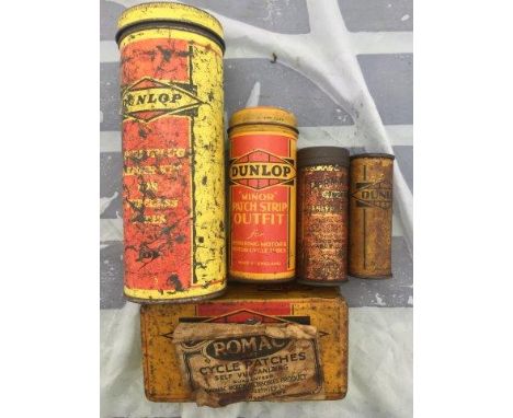 A small selection of puncture repair kits including a Dunlop 'Minor' patch strip outfit.
