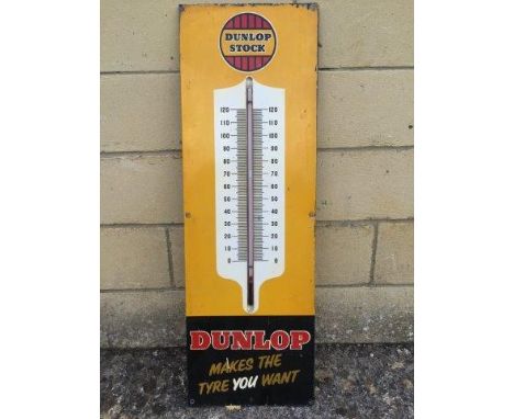 A Dunlop Stock tin thermometer, 10 x 30".
