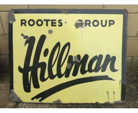 A Hillman-Rootes rectangular enamel sign, 29 x 23".