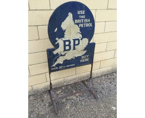 A BP Refinery double sided wooden sign on partial original and partial contemporary standing bracket, by National Signs Limit