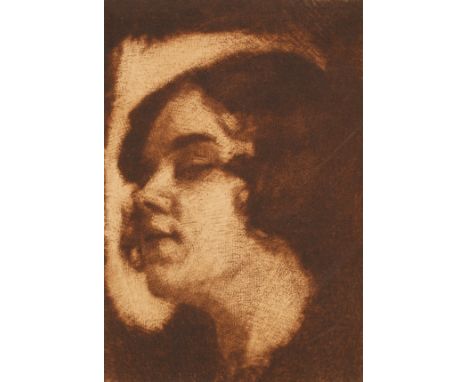 Prof. Emil Orlik "Bildnis Paula A. ..."Portrait einer jungen Frau, Titel der Radierung "Bildnis Paula A. zu Weihnachten", 189