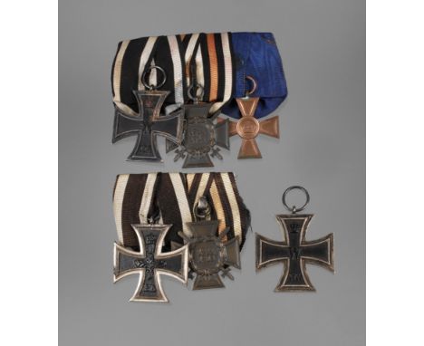 Ordensnachlass 1. WeltkriegOrdensspange mit Eisernem Kreuz 2. Klasse 1914, Hersteller R im Bandring, Kriegsteilnehmerehrenkre