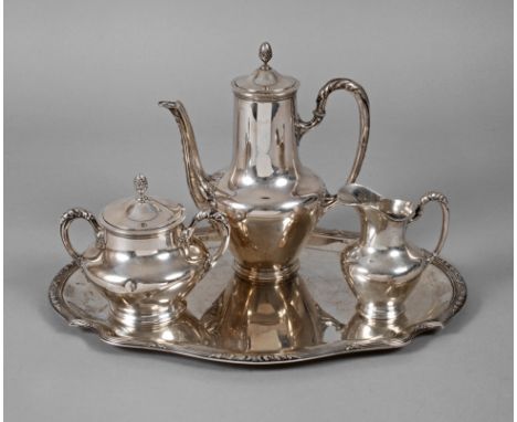 Silber Kaffeesetum 1900, Silber gestempelt Halbmond, Krone, 800, innen vergoldet, Adler für Bruckmann &amp;amp; Söhne/Heilbro