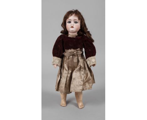 Heinrich Handwerck PorzellankopfpuppeMädchen um 1900, gemarkt 69-6 Germany Handwerck 0 1/2, Biskuitporzellan-Kurbelkopf mit K