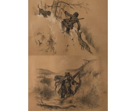 Josef Anton Strassgschwandter, Zwei Jagdszenenzwei humorvolle Jagdszenen mit missglückten Jagdepisoden, dabei ein Jäger durch
