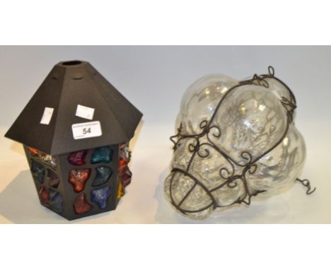 Lighting - a Venetian glass ceiling light; another coloured glass (2)