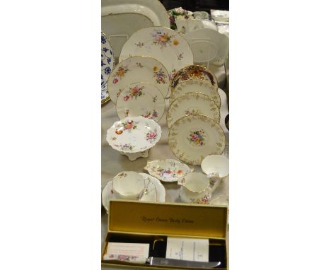 Royal Crown Derby Posies - dinner plate, teacup and saucer, sideplates (2), trinket dishes, cream jug and sugar basin, boxed 