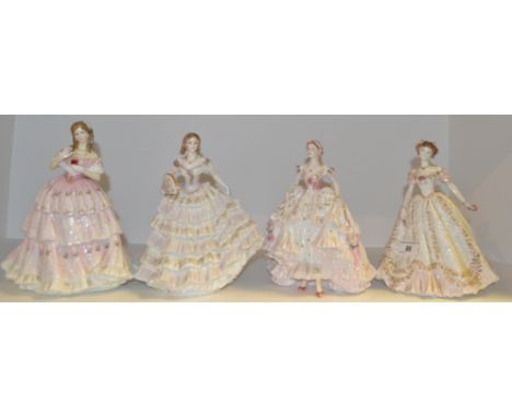 A Royal Worcester figure, Sweetest Valentine; another, Belle of the Ball; a Royal Doulton figure, Red Red Rose;  etc (4)