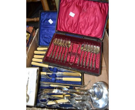 Flatware - a set of Victorian silver plated teaspoons and sugar bows, for twelve, chased with flowers and scrolling tendrils,