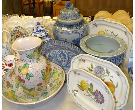 Decorative Ceramics - graduating set of Spode meat plates; Italian wash jug and bowl marked C'Amitica, Oli Dervia 275/40; blu