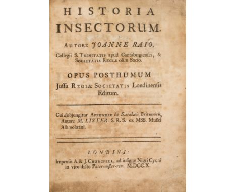 Ray (John) Historia insectorum, first edition, title with name erased and repair to lower outer corner, rather browned, tear 