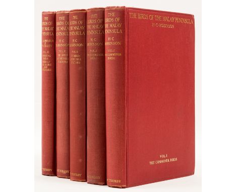 Robinson (Herbert C.) The Birds of the Malay Peninsula, 5 vol., first edition, plates by H.Gronvold, all but one or two colou