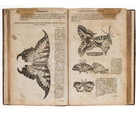 Moffet (Thomas) Insectorum sive minimorum animalium theatrum, first edition, title with woodcut of a skep bee-hive surrounded