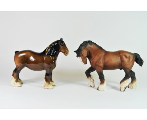 Two Beswick working horses, one glazed, one matt.