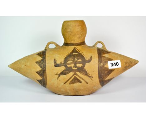 A Neolithic style pottery water carrier, probably of the period, W. 38cm.