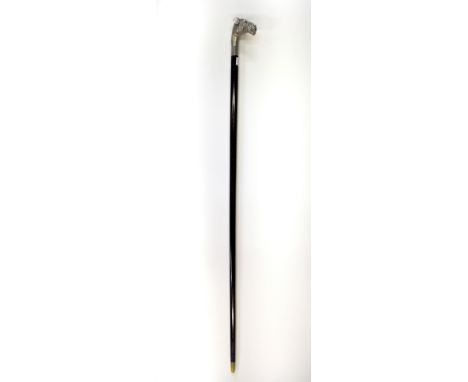 A 925 silver dog head handle walking stick.