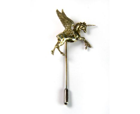 A silver pegasus/unicorn tie pin.